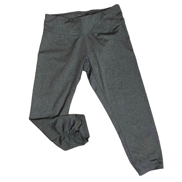 Calvin Klein Grey Performance Leggings SIZE SMALL Cropped Hidden Pocket Shirred - Picture 1 of 7